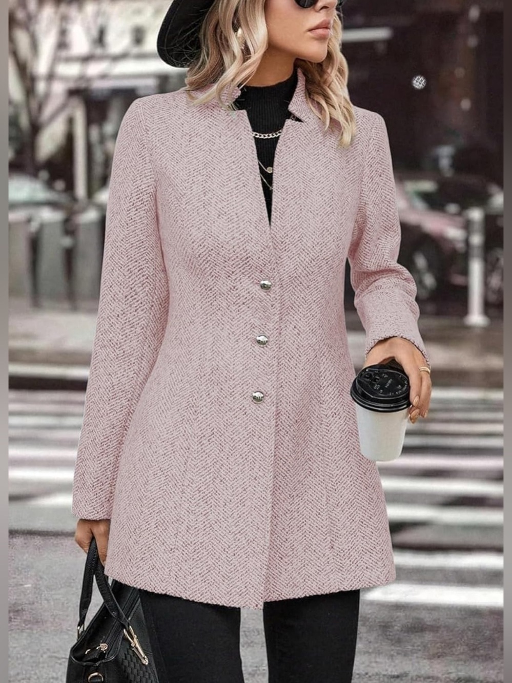 Women's Blush Pink Tailored Coat